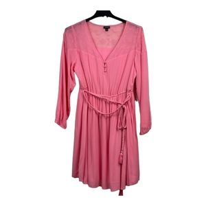 Torrid Coral Long Sleeve Peasant Dress Size 2 (18-20)2X Lace Cottagecore